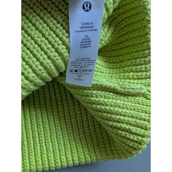NWT Lululemon Close-Fit cotton-Blend Ribbed Knit Beanie ELLE yellow Size L/XL